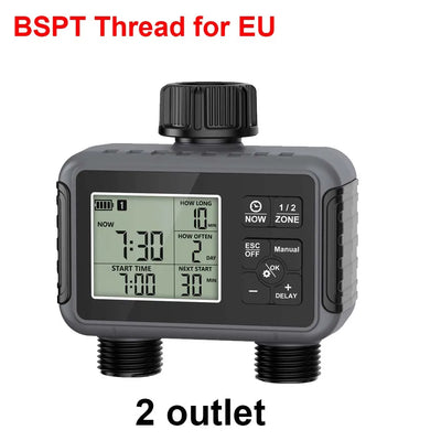 Haozee Smart Water Timer Intelligent 1/2/3-Outlet Irrigation Watering System Sprinkler Timer Garden Programmer IPX7 LCD Display
