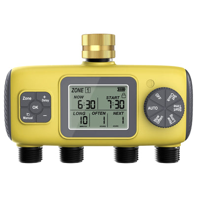Haozee Smart Water Timer Intelligent 1/2/3-Outlet Irrigation Watering System Sprinkler Timer Garden Programmer IPX7 LCD Display