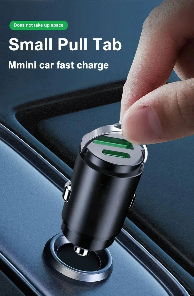 Car Dual USB Car Charger 100/200W Mini USB C Car Phone Charger QC3 Fast Charging Adapter for IPhone Xiaomi Huawei Samsung