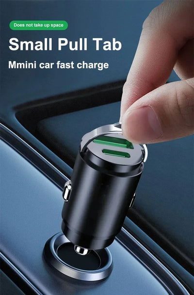 Car Dual USB Car Charger 100/200W Mini USB C Car Phone Charger QC3 Fast Charging Adapter for IPhone Xiaomi Huawei Samsung