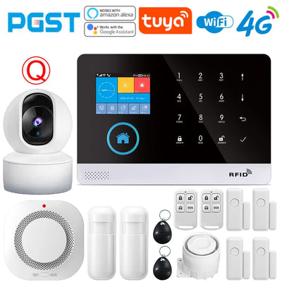 PGST-103 Graffiti Alarm System, 4G Secure Home WiFi Smart Home Alarm, Wireless Security System Device, Controlled by Smart Life