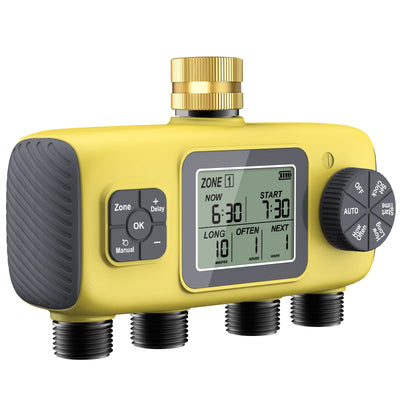 Haozee Smart Water Timer Intelligent 1/2/3-Outlet Irrigation Watering System Sprinkler Timer Garden Programmer IPX7 LCD Display