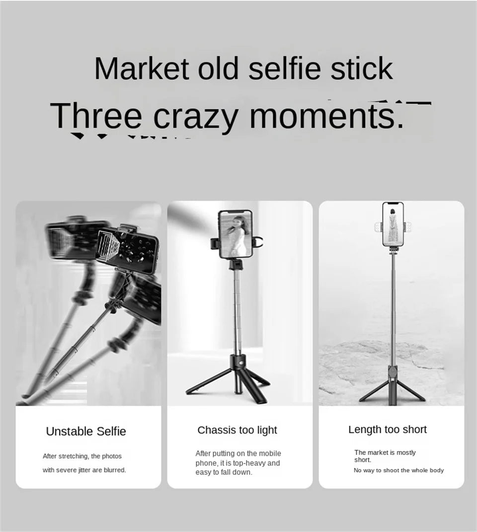 Roreta Portable Stabilizer camera tripod with wireless remote control and 360 ° rotation for video recording and live streaming