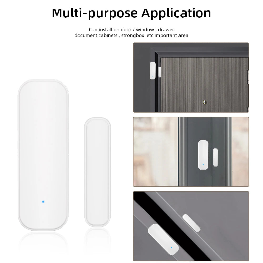 WiFi or Zigbee Window Door Sensor Tuya Smart Home Security Alarm System Voice Control Via Alexa Google Home Smart
