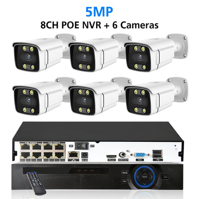 8CH H.265 POE CCTV NVR System 4K Ai Colorful Night Vision Waterproof IP Camera 8MP Two-Way Audio Video Security Camera Set