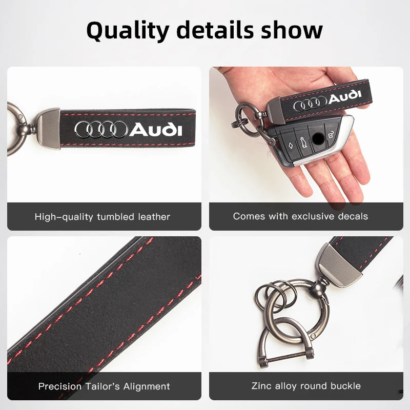 1Pcs Car Styling Keychain Ring Suede Key Accessories For Audi Sline A1 A3 A4 A5 A6 A7 A8 Q2 Q3 Q5 Q7 Q8 TTS B6 B8 C5 B9 S1 S5 S7