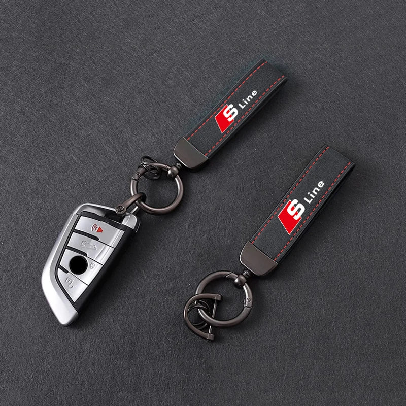 1Pcs Car Styling Keychain Ring Suede Key Accessories For Audi Sline A1 A3 A4 A5 A6 A7 A8 Q2 Q3 Q5 Q7 Q8 TTS B6 B8 C5 B9 S1 S5 S7