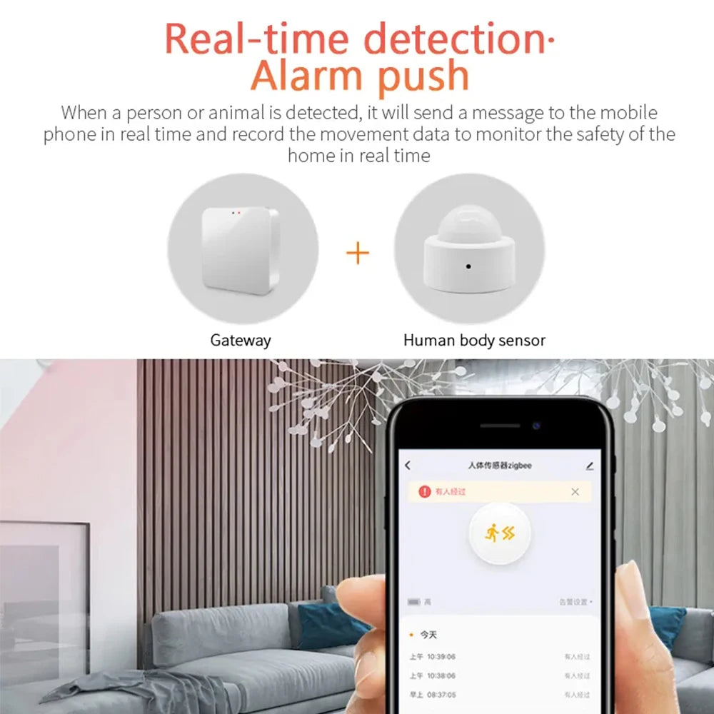 Tuya 2 in 1 Zigbee Mini PIR Motion Detector + Bright Lux Light Passive Infrared Security Burglar Alarm Sensor App Remote Control