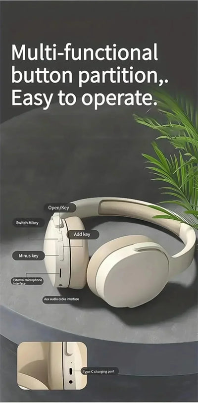 Fashion HIFI Stereo Headsets True Sports With Earphones TF/AUX Music Player with MicWireless Bluetooth Headphones Over Ear