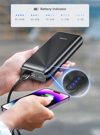 QOOVI 20000mAh Power Bank Ultra-thin Portable Charger For iPhone 15 Xiaomi Samsung Huawei External Battery 10000 mAh PowerBank