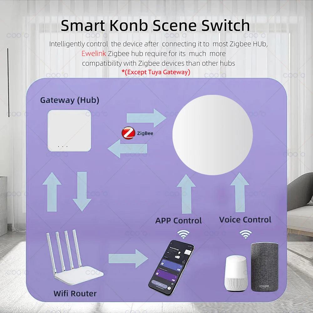 Ewelink Zigbee Smart Push Button Wireless Scene Switch App Remote Control Automation Scenario Switch Work with Zigbee2MQTT
