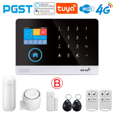 PGST-103 Graffiti Alarm System, 4G Secure Home WiFi Smart Home Alarm, Wireless Security System Device, Controlled by Smart Life