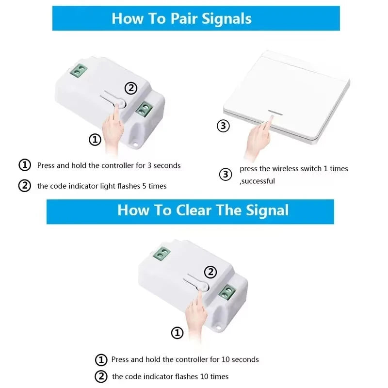 1/2/3 gang 433Mhz smart push Wireless Switch Light RF Remote Control 110V 220V Receiver home Wall button Ceiling Lamp