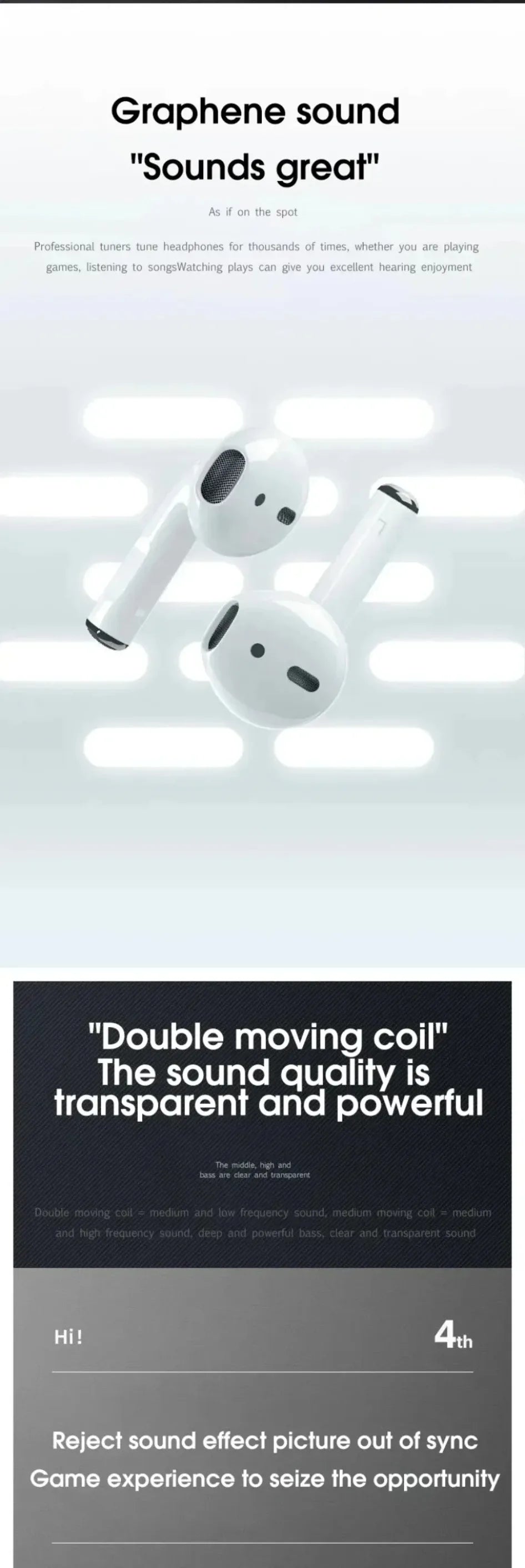 In Ear Gaming Earphones HIFI TWS Wireless Bluetooth Music Earphones For iPhone 16 15 14 Android iOS Universal Game Accessories