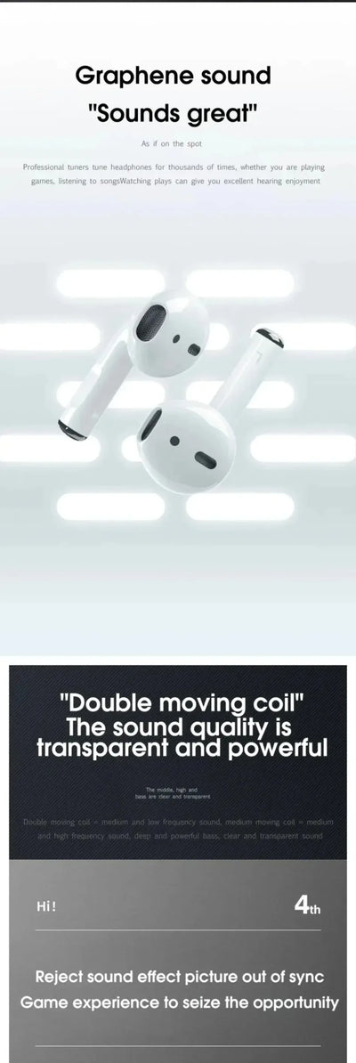 In Ear Gaming Earphones HIFI TWS Wireless Bluetooth Music Earphones For iPhone 16 15 14 Android iOS Universal Game Accessories