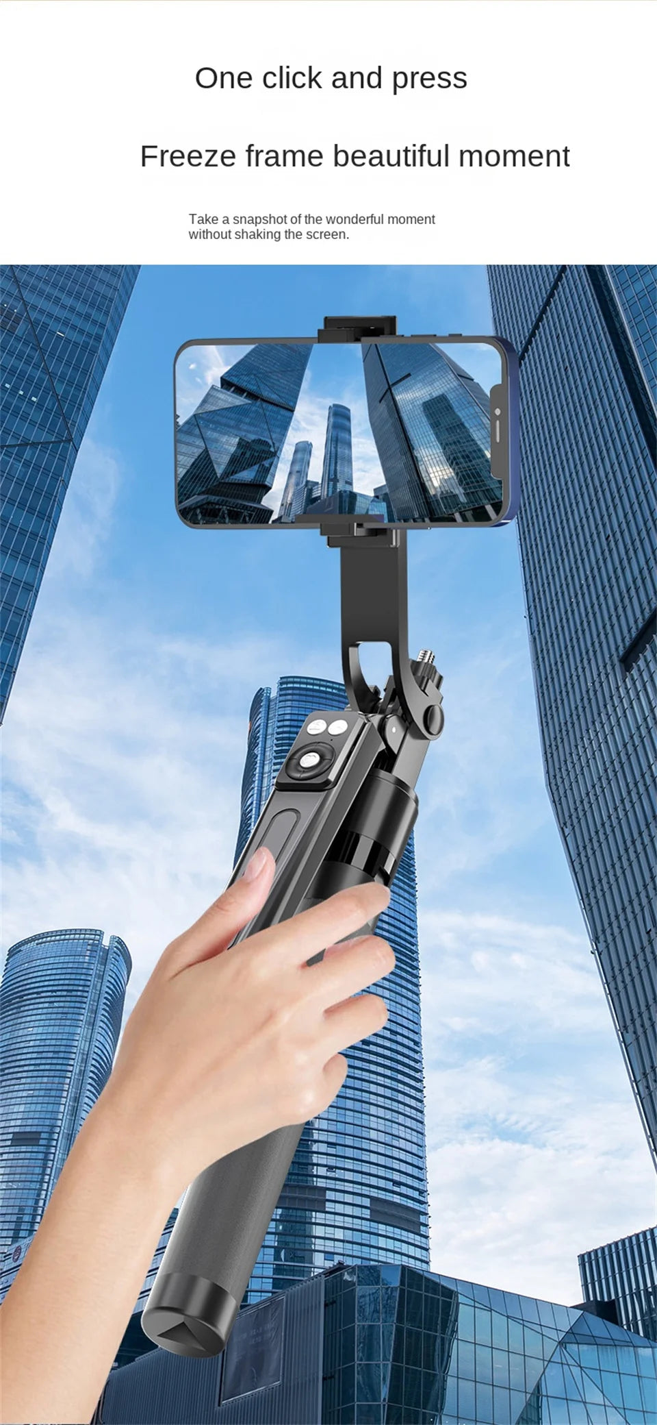 Roreta Portable Stabilizer camera tripod with wireless remote control and 360 ° rotation for video recording and live streaming