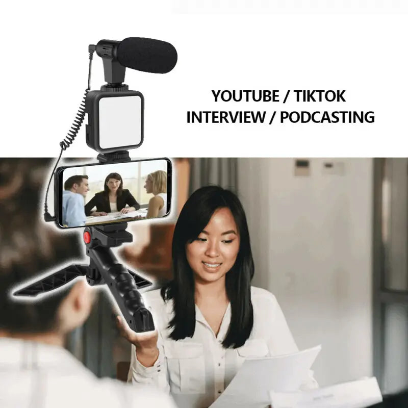 Portable Vlogging Kit Video with Tripod Bluetooth Control for SLR Camera Smartphone Youtube Photography Light Stand Microphone