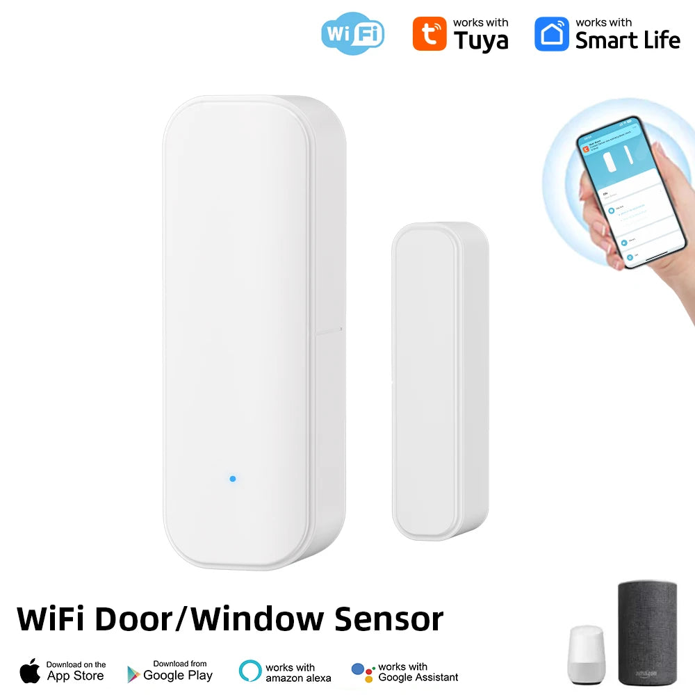 WiFi or Zigbee Window Door Sensor Tuya Smart Home Security Alarm System Voice Control Via Alexa Google Home Smart