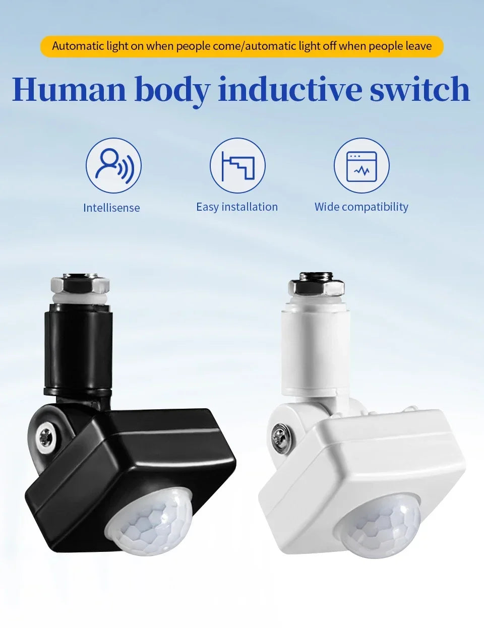 LED Motion Sensor 220V 110V Automatic PIR Infrared Detector 180 Degree Rotating Outdoor Timer Light Switch PIR Motion Sensor