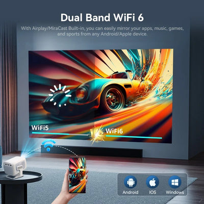 DITONG X3Plus HD projector Native 1080P support 4K WIFI6 BT5.4 Android projector Auto-focus Auto-keystone Home theater projector