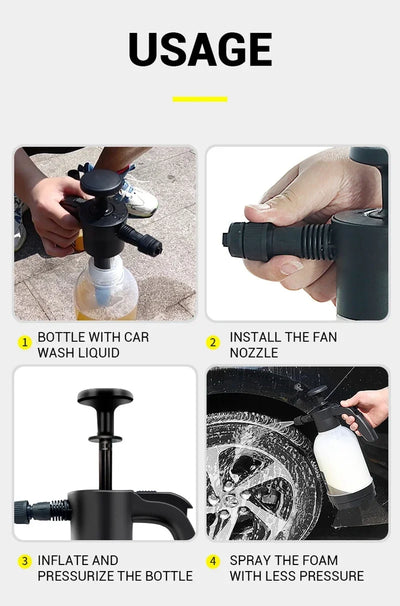 Car wash foam spray can high pressure hand spray car wash pot 2L dual-purpose car wash spray head watering garden spray pot