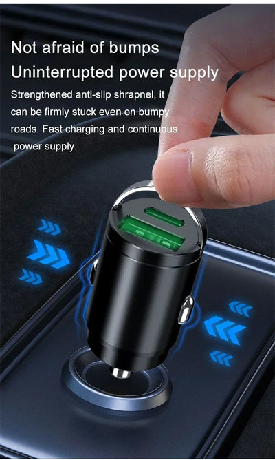 Car Dual USB Car Charger 100/200W Mini USB C Car Phone Charger QC3 Fast Charging Adapter for IPhone Xiaomi Huawei Samsung