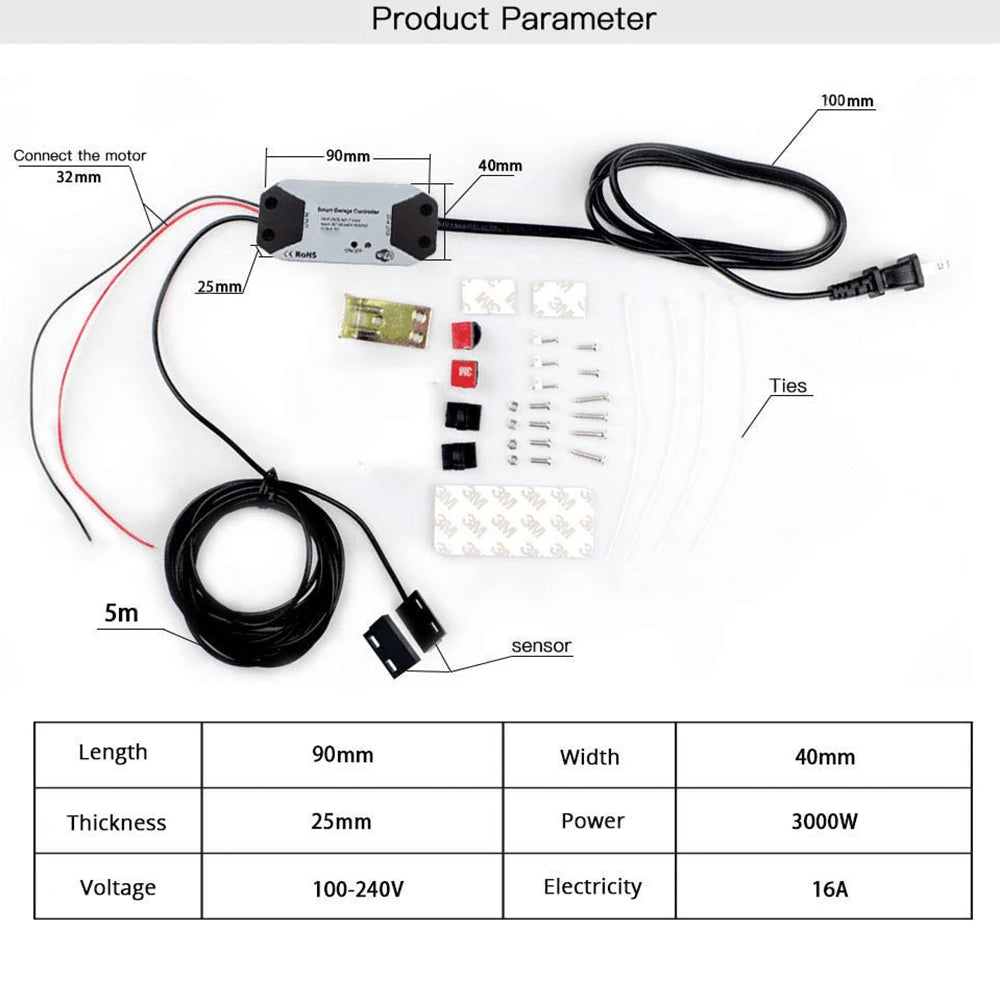 Tuya WiFi Switch Garage Door Controller Smart Door Opener Work with Alexa Google Home Smart Life Tuya APP Control No Hub Require