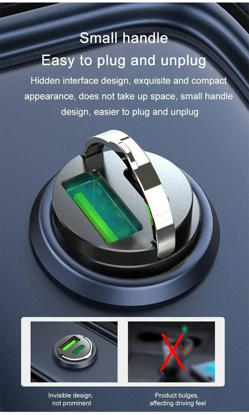 Car Dual USB Car Charger 100/200W Mini USB C Car Phone Charger QC3 Fast Charging Adapter for IPhone Xiaomi Huawei Samsung