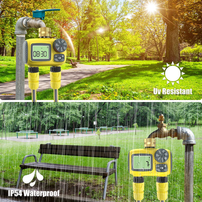 Haozee Smart Water Timer Intelligent 1/2/3-Outlet Irrigation Watering System Sprinkler Timer Garden Programmer IPX7 LCD Display
