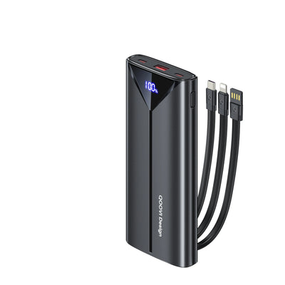 QOOVI 30000mah Power Bank 22.5W Fast Charging Built-in Cable External Large Battery Portable Charger For iPhone Samsung Xiaomi