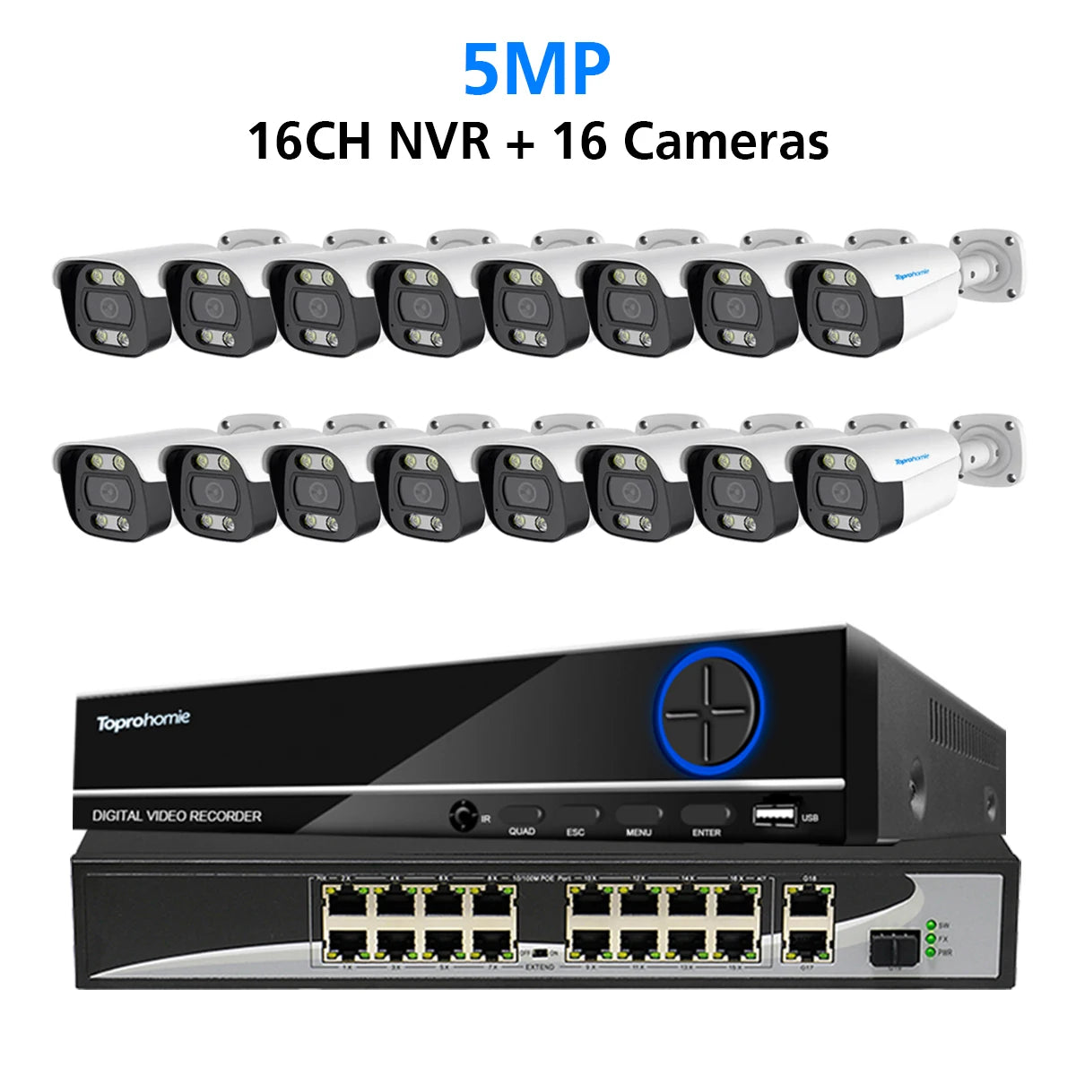 16CH 4K 8MP H.265 POE NVR CCTV Security Camera System with 5MP Audio Record IP66 Outdoor Waterproof IP Camera Video Surveillance
