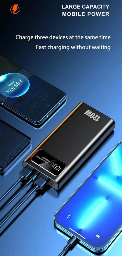 Xiaomi Power Bank 200000mAh 120W Super Fast Charging Battery High Capacity Digital Display Power Bank For iPhone Samsung Huawei