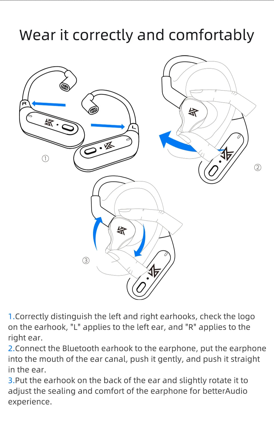 KZ AZ09 Bluetooth 5.2 Wireless Upgrade Cable  HIFI Wireless Ear Hook With Charging Case For KZ TRN CCA Earphones Headset