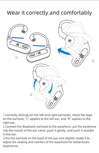 KZ AZ09 Bluetooth 5.2 Wireless Upgrade Cable  HIFI Wireless Ear Hook With Charging Case For KZ TRN CCA Earphones Headset