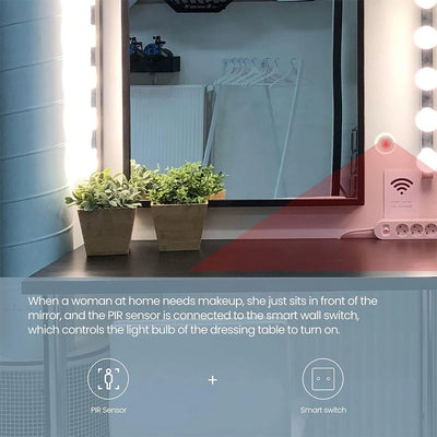 Tuya 2 in 1 Zigbee Mini PIR Motion Detector + Bright Lux Light Passive Infrared Security Burglar Alarm Sensor App Remote Control