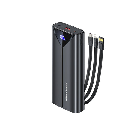 QOOVI 30000mah Power Bank 22.5W Fast Charging Built-in Cable External Large Battery Portable Charger For iPhone Samsung Xiaomi