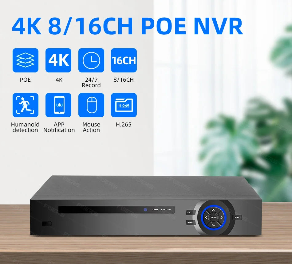 Fuers H.265 4CH POE DIY System Video Surveillance Security System Kit  Camera Surveillance CCTV Face Audio Video Recorder