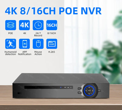 Fuers H.265 4CH POE DIY System Video Surveillance Security System Kit  Camera Surveillance CCTV Face Audio Video Recorder