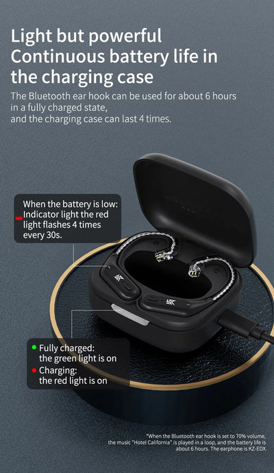 KZ AZ09 Bluetooth 5.2 Wireless Upgrade Cable  HIFI Wireless Ear Hook With Charging Case For KZ TRN CCA Earphones Headset
