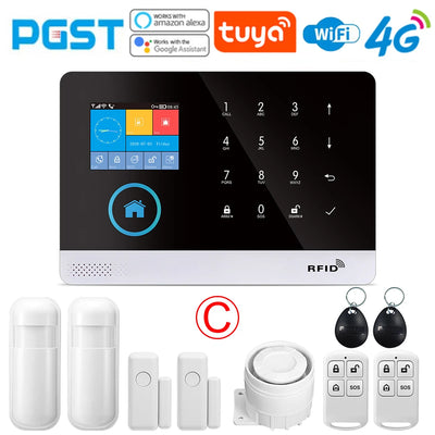 PGST-103 Graffiti Alarm System, 4G Secure Home WiFi Smart Home Alarm, Wireless Security System Device, Controlled by Smart Life
