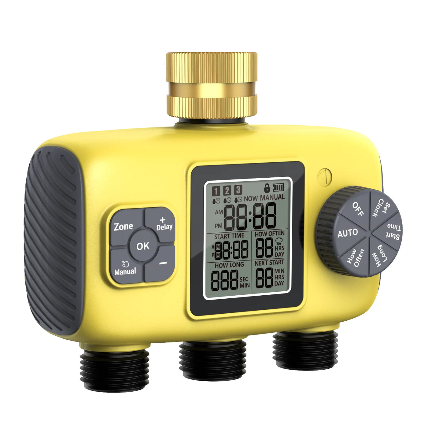 Haozee Smart Water Timer Intelligent 1/2/3-Outlet Irrigation Watering System Sprinkler Timer Garden Programmer IPX7 LCD Display