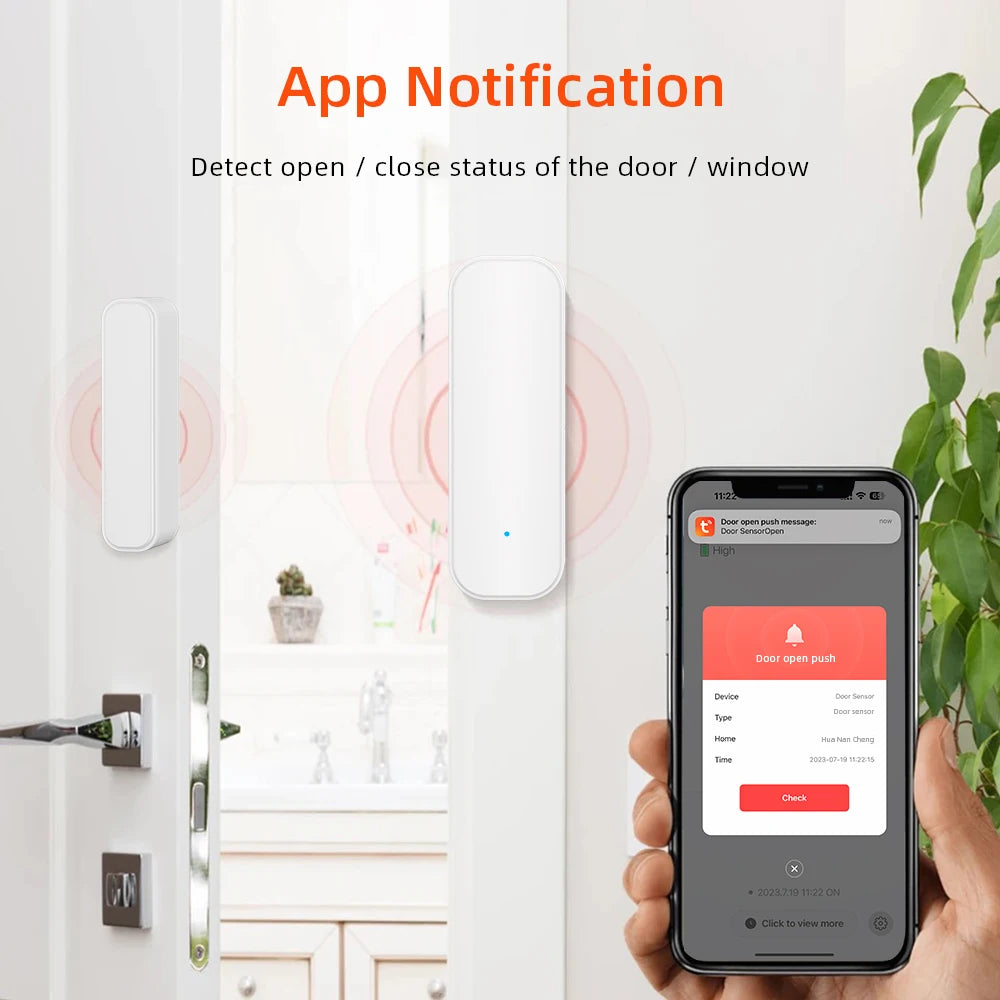 WiFi or Zigbee Window Door Sensor Tuya Smart Home Security Alarm System Voice Control Via Alexa Google Home Smart