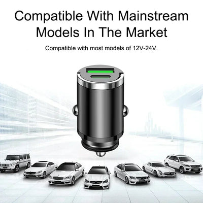 Car Dual USB Car Charger 100/200W Mini USB C Car Phone Charger QC3 Fast Charging Adapter for IPhone Xiaomi Huawei Samsung