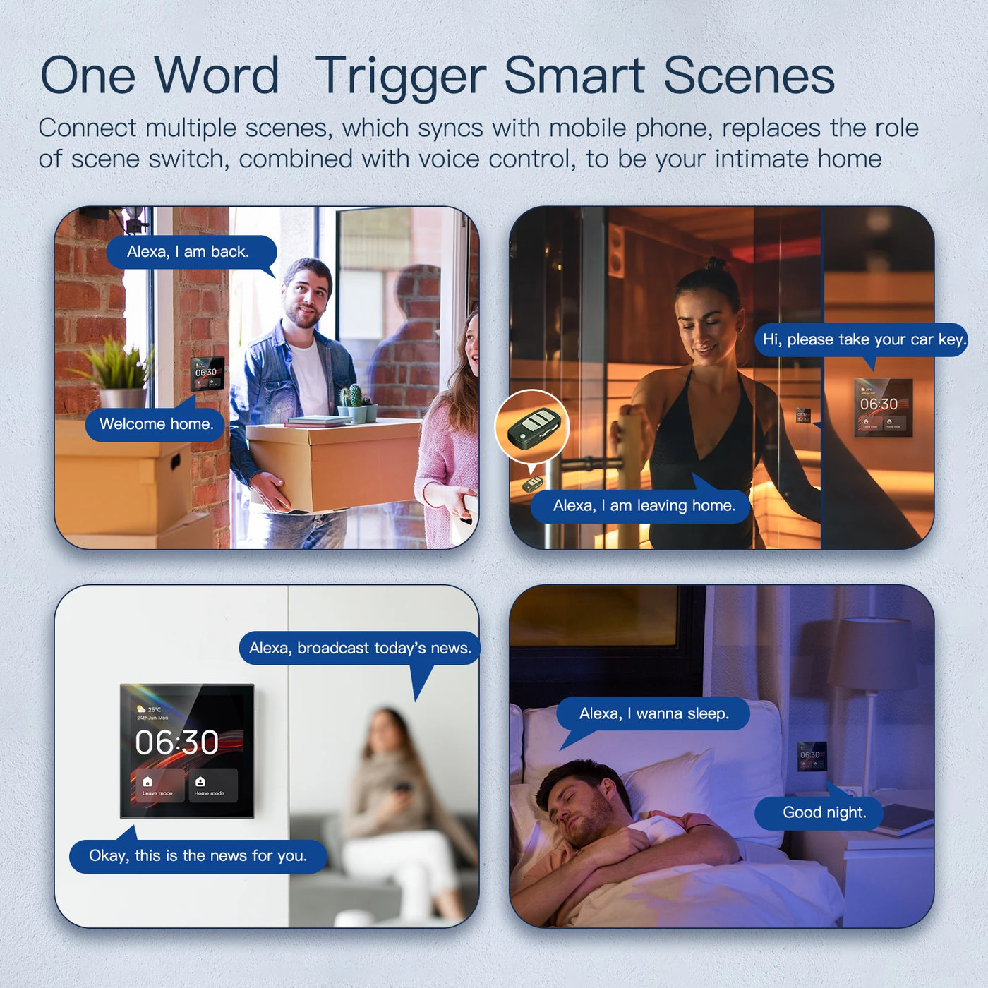 Tuya Wifi Smart Touch Screen Center Control Panel Voice Control ZigBee Gateway Built-in For Intelligent Scenes 4 Inches Screen