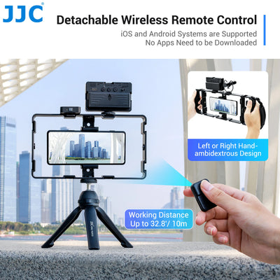 JJC Universal Smartphone Video Rig Kit with Remote Control Hand Grip Vlog Film Cage Phone Video Stabilizer Handheld Tripod Mount