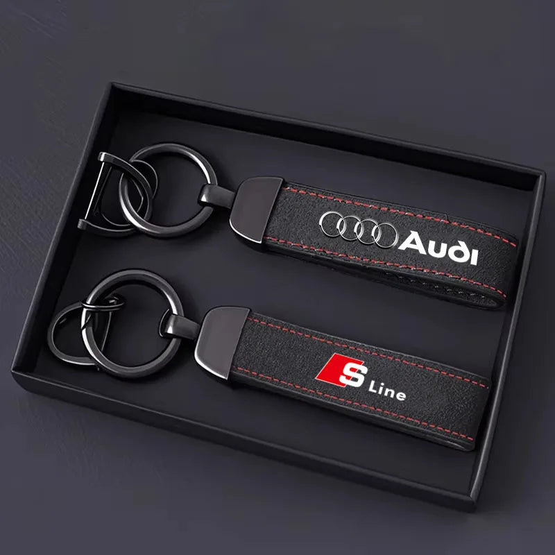 1Pcs Car Styling Keychain Ring Suede Key Accessories For Audi Sline A1 A3 A4 A5 A6 A7 A8 Q2 Q3 Q5 Q7 Q8 TTS B6 B8 C5 B9 S1 S5 S7