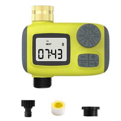 Haozee Smart Water Timer Intelligent 1/2/3-Outlet Irrigation Watering System Sprinkler Timer Garden Programmer IPX7 LCD Display