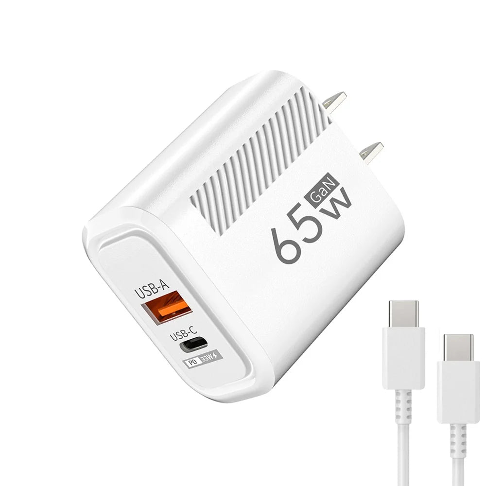 Total 65W USB C Charger GaN Fast Charging Wall Charger For iPhone Samsung Xiaomi Quick Charge EU/US Plug Phone Charger Adapter
