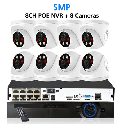 8CH H.265 POE CCTV NVR System 4K Ai Colorful Night Vision Waterproof IP Camera 8MP Two-Way Audio Video Security Camera Set