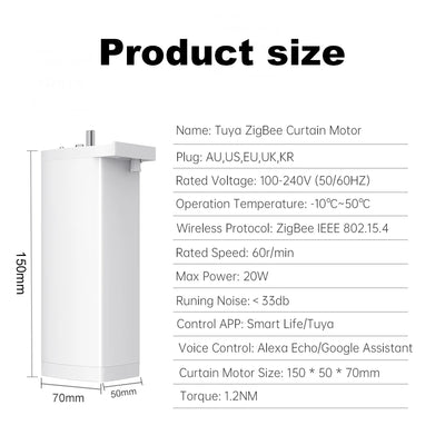 Tuya 155MM 4rd Smart Zigbee/WiFi Electric Shutter Curtain Motor Silent Motor with Remote APPVoice Control With Alexa Google Home